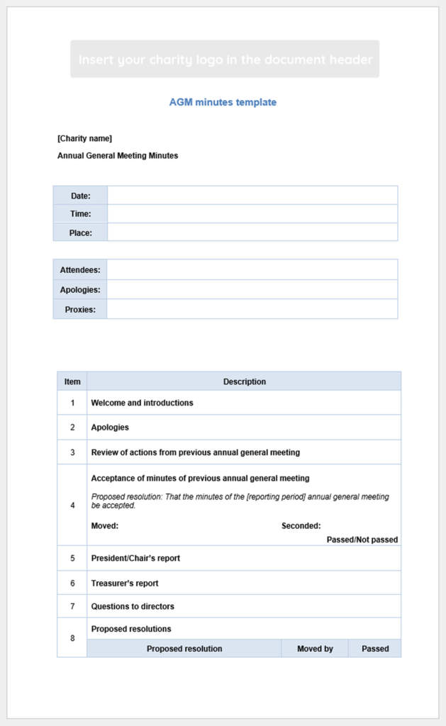 AGM Minutes Template