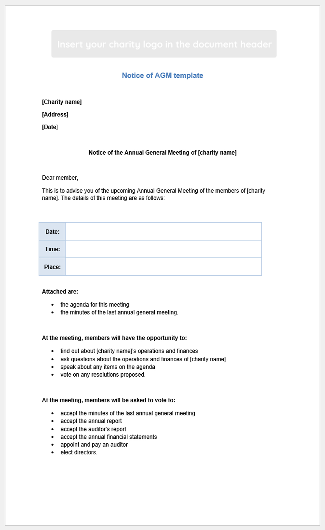 AGM Voting Rules - Annual General Meeting Templates